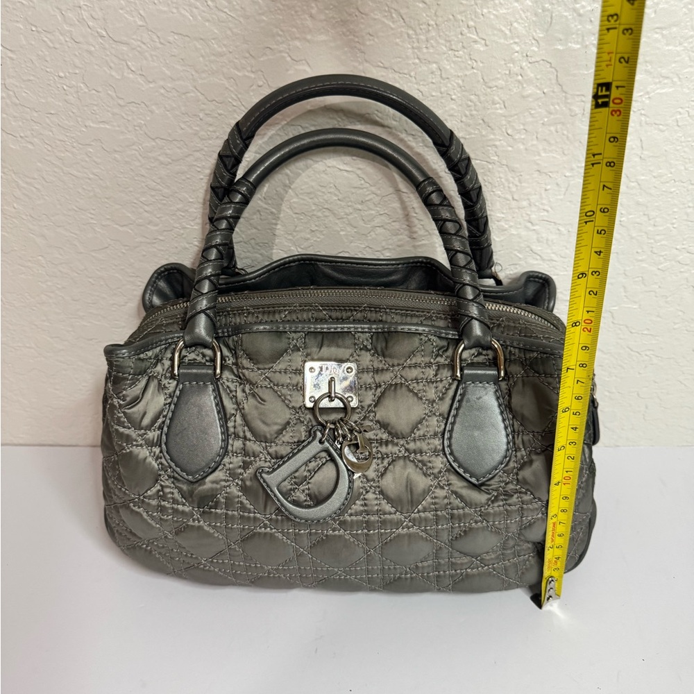 Christian Dior Vintage Iconic Cannage Lady Boston Bag in Metallic Grey - Picture 3 of 16